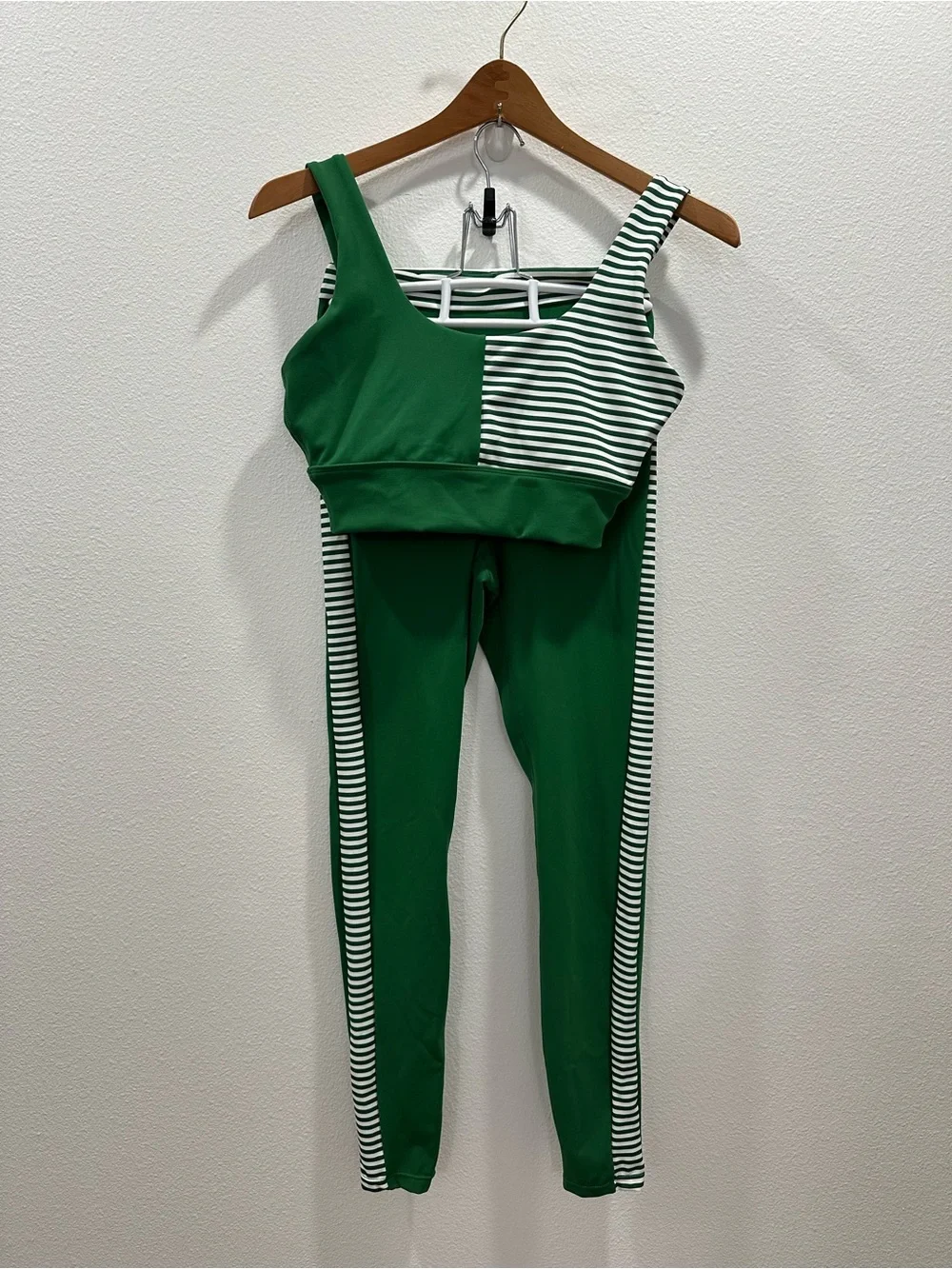 Beach Riot Sport Green Striped Matching Set Elena leggings Carina sports bra